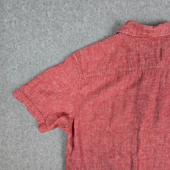 American Rag Cie Mens Medium Red Linen Blend Short Sleeve Button Down Shirt - Picture 6 of 12